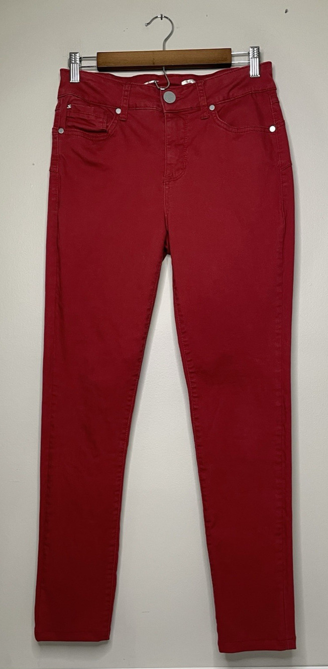 Seven7 Booty Shaper Skinny Jeans Women's Size 4 Red Stretch Mid Rise Jeggings